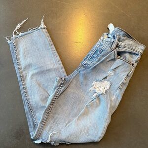 Free People Light Blue Distressed Ankle Jeans